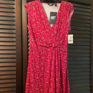 NEW Lands End COMFY knit Dress, Red-white & Blue-size M/10-12